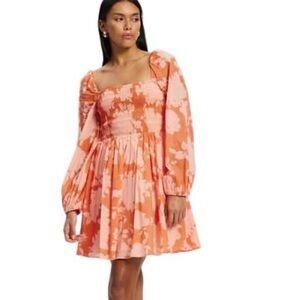 & Other Stories Coral Smocked Dress